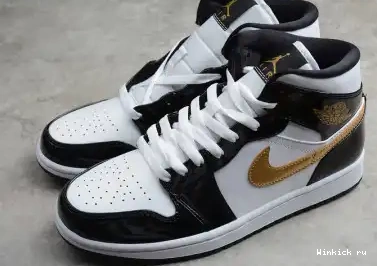 Mid Black White Gold 1 Patent Air Jordan 0628